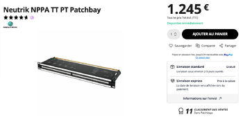 Neutrik NPPA-TT-PT – Patchbay Bantam TT 96 points - 350 €