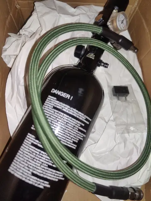 Pack HPA bouteille 0.8 + régulateur Balystik + ligne Balystik olive